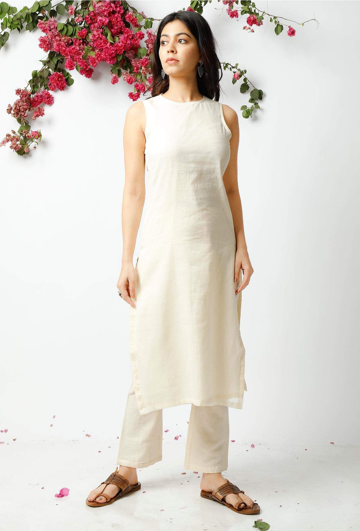Off White Kota Doria Cotton Kurta サイズ L