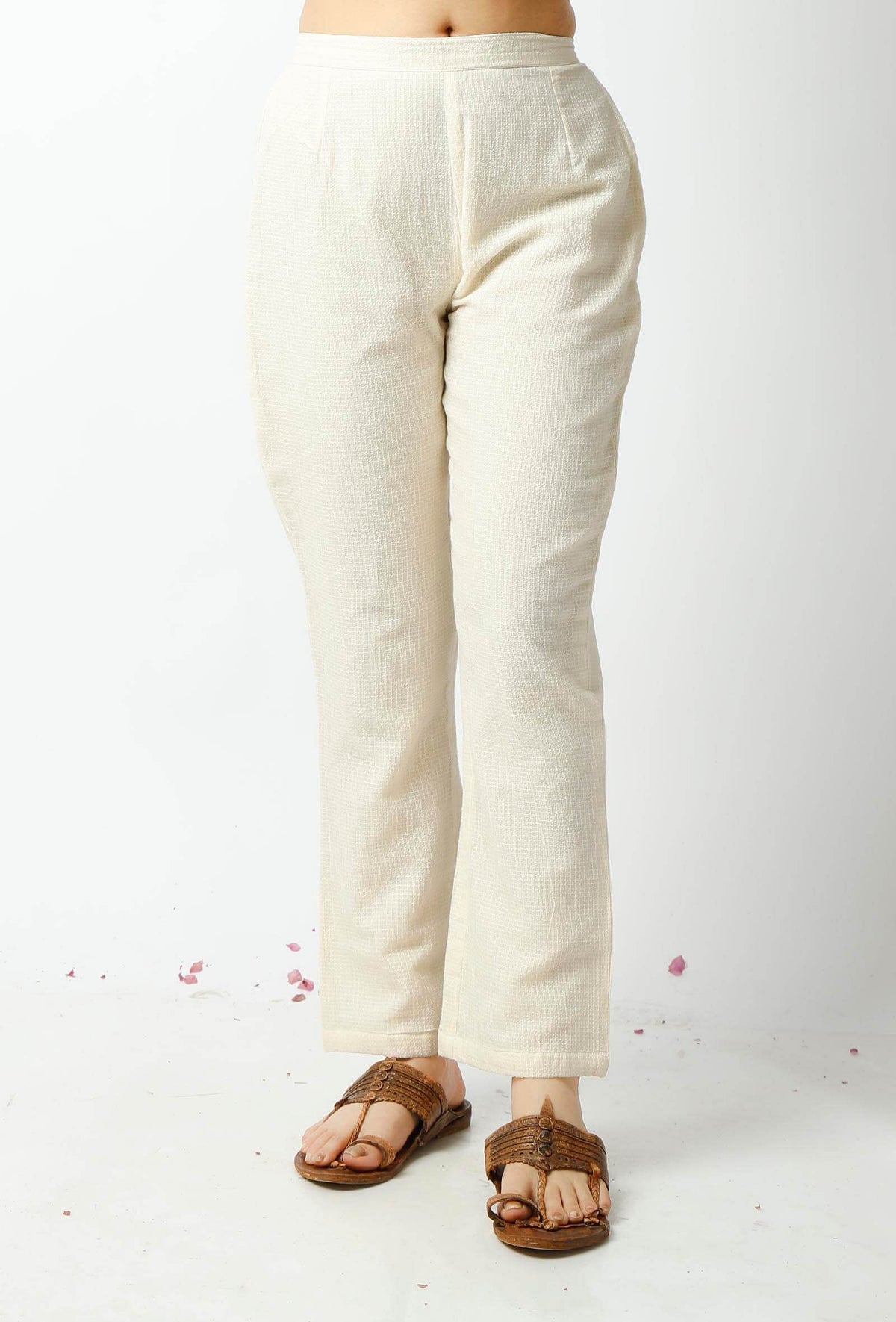 Summer White Kota Doria Cotton Pants サイズ M