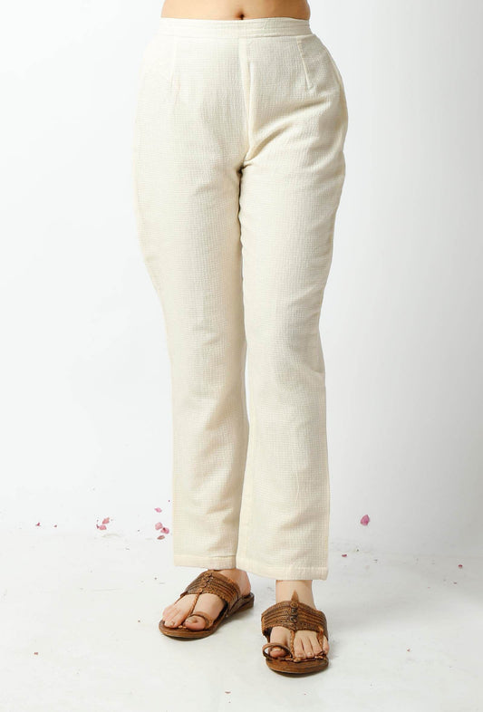 Summer White Kota Doria Cotton Pants サイズ M