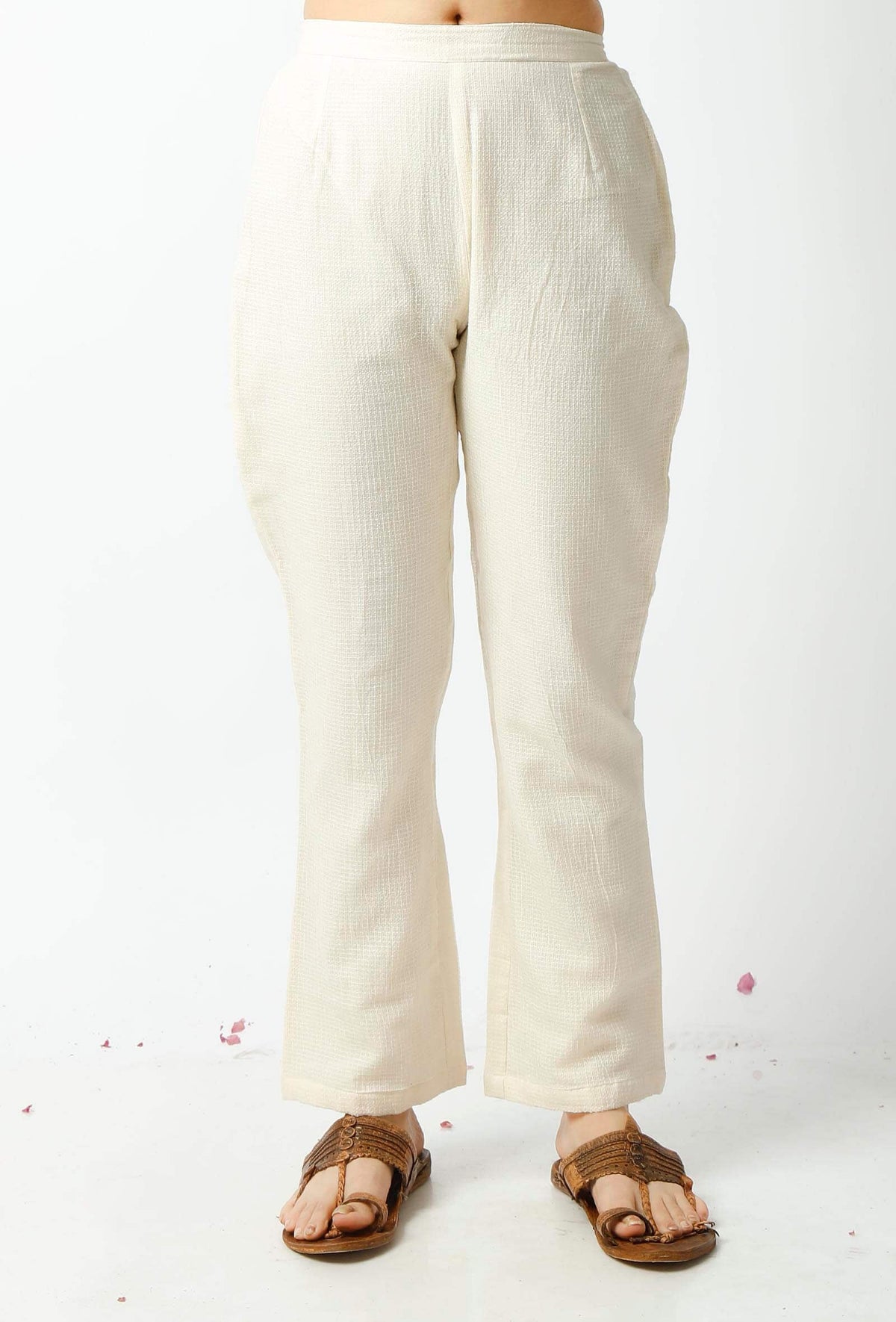 Summer White Kota Doria Cotton Pants サイズ XS