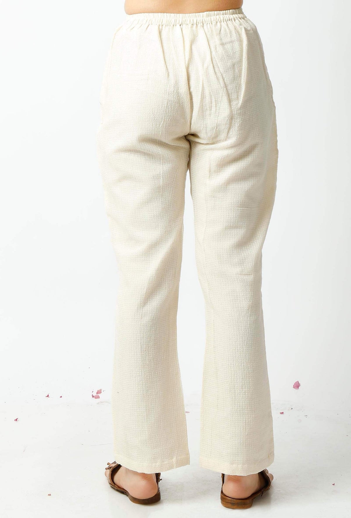 Summer White Kota Doria Cotton Pants サイズ XL