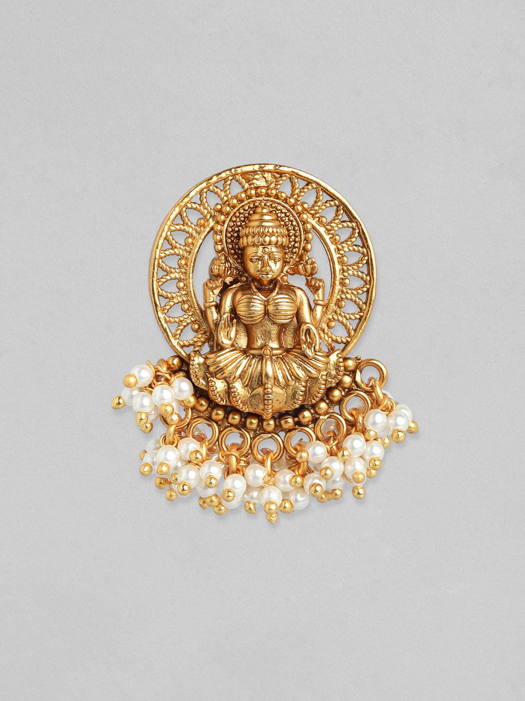 Rubans 24K Gold Plated Handcrafted Filigree Divine Lakshmi Earrings Gold
