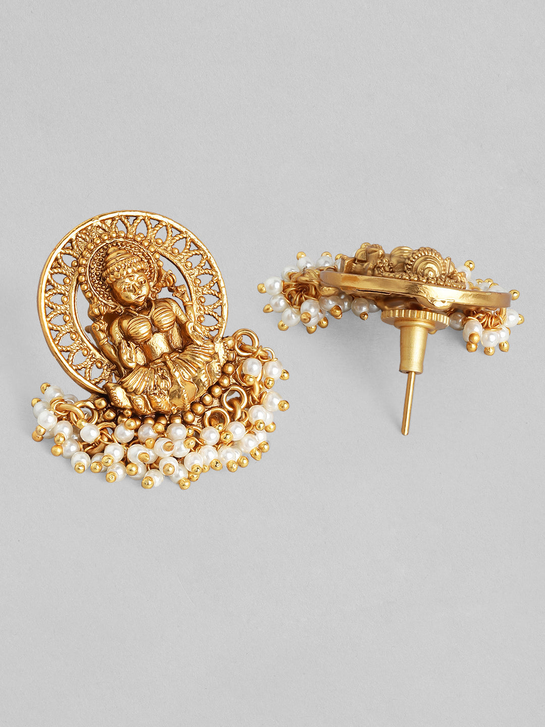 Rubans 24K Gold Plated Handcrafted Filigree Divine Lakshmi Earrings Gold