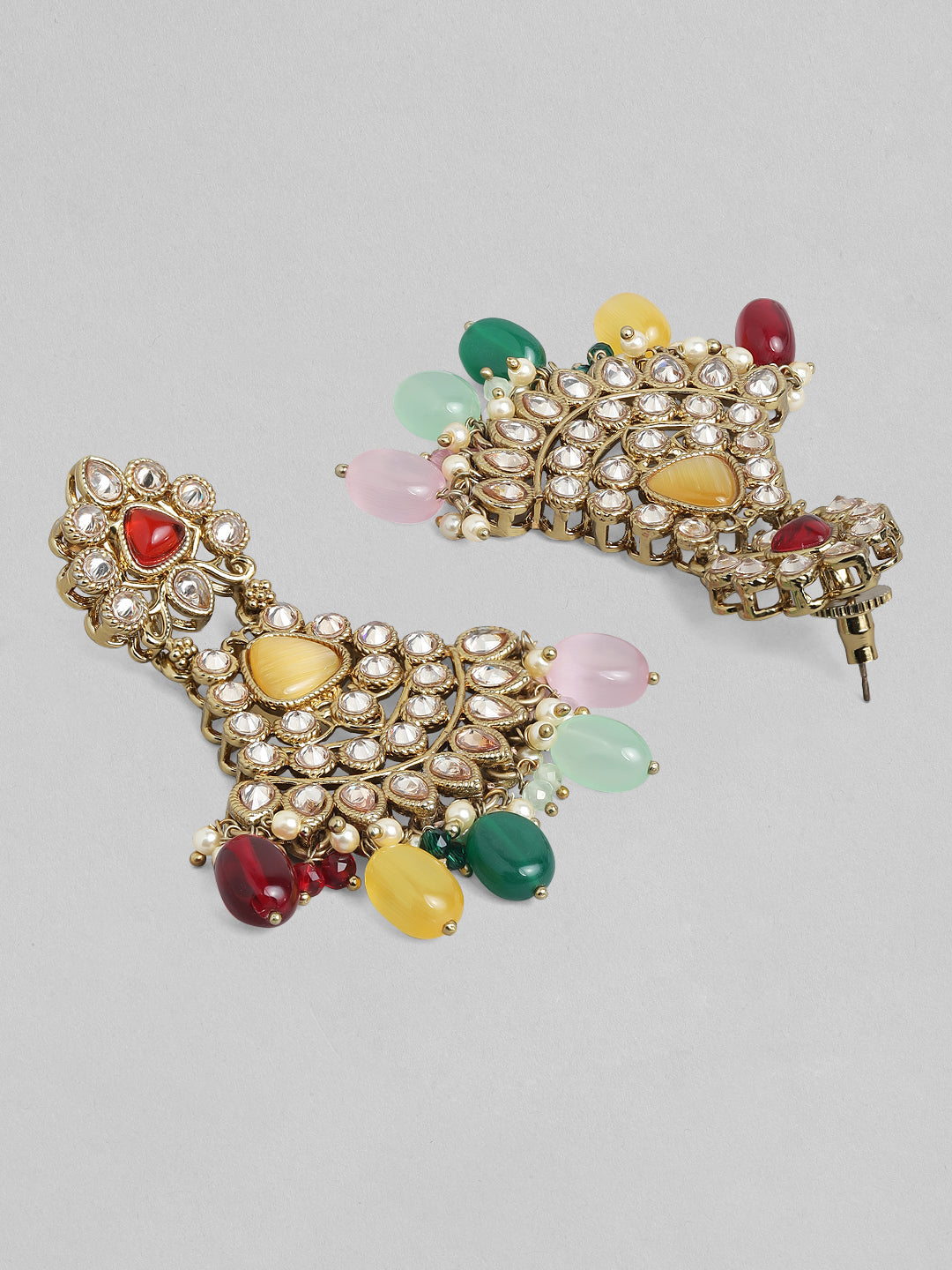 Rubans Gold Plated Handcrafted Multicolored Beads Necklace Set Gold