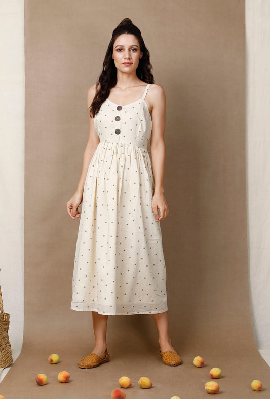 Hand Block Printed Strappy Cotton Dress サイズ XS