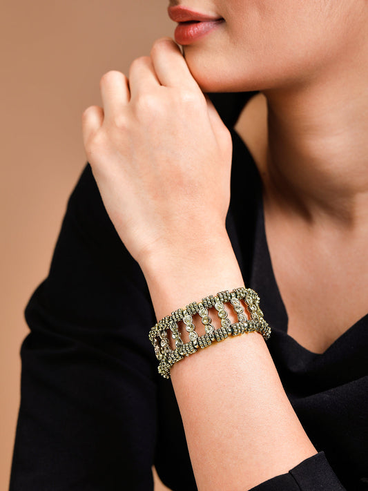 Rubans Voguish Handcrafted Beaded Bracelet Gold