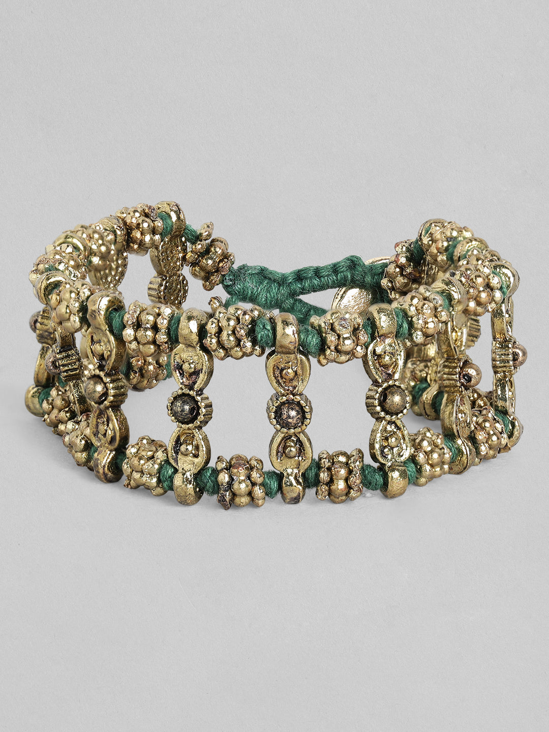 Rubans Voguish Handcrafted Beaded Bracelet Gold