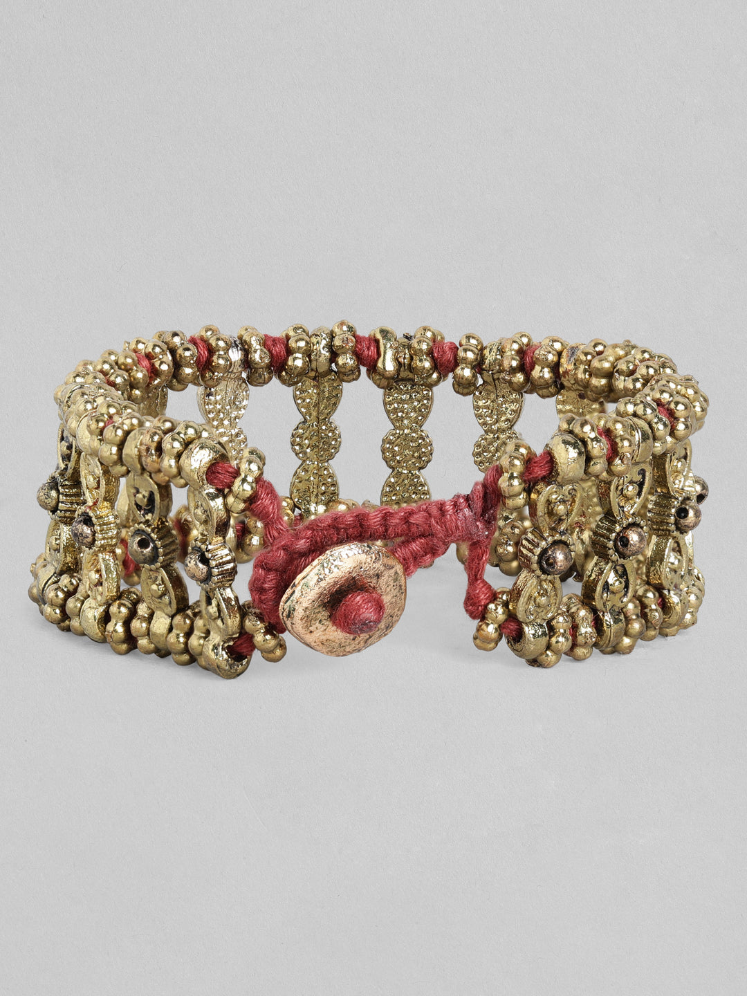 Rubans Voguish Antique Polished Red coloured Bracelet. Gold