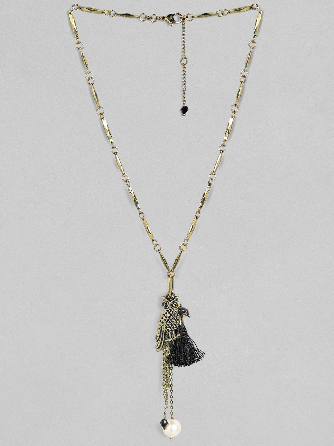 Rubans Antique Gold Plated Chain Tassel Pendant Boho Necklace Gold