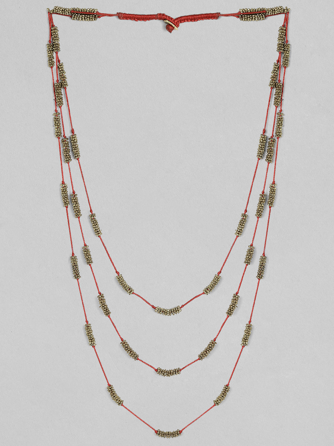 Rubans Voguish Antique Polished Red Multi layered necklace. Red