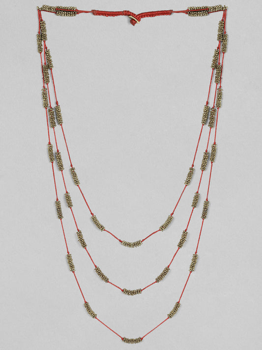 Rubans Voguish Antique Polished Red Multi layered necklace. Red