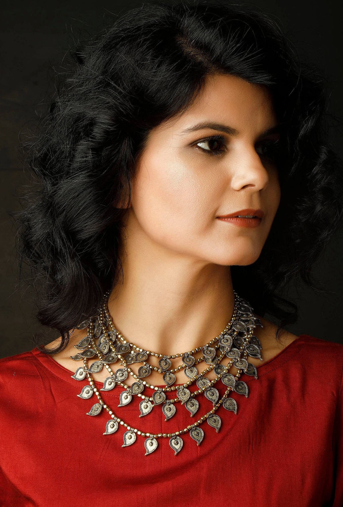 Dhokra-Inspired 5 Strand Paisley Necklace