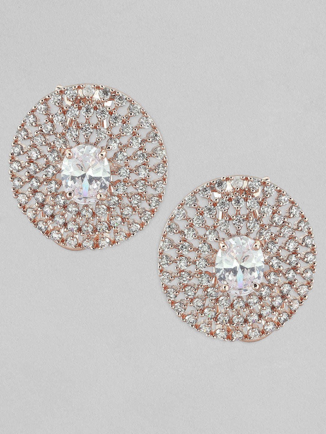 Classic Spark American Diamond Zirconia Studs Rose Gold