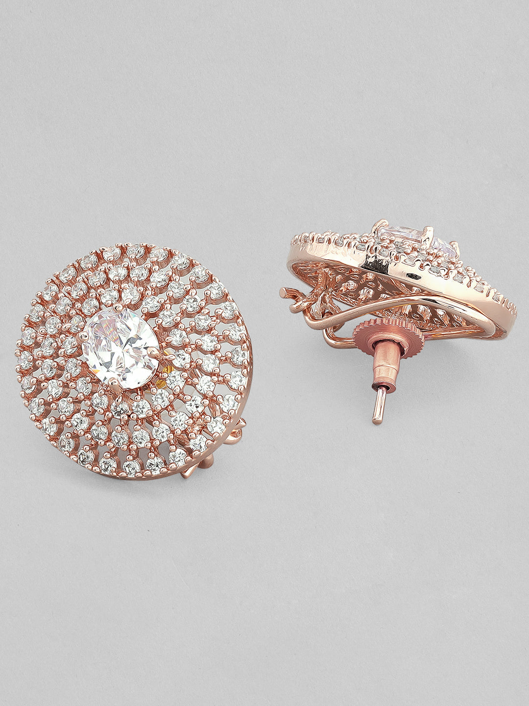 Classic Spark American Diamond Zirconia Studs Rose Gold