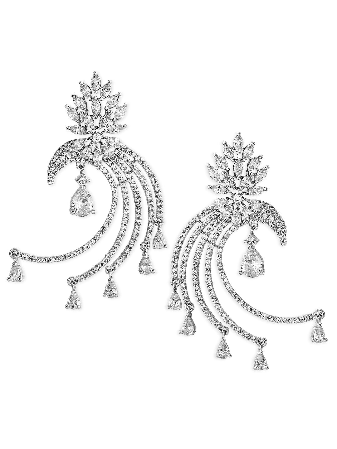【Rubans】 Silver-Plated White American Diamond Drop Earrings｜シルバーメッキ ホワイト アメリカンダイヤモンド ドロップイヤリング