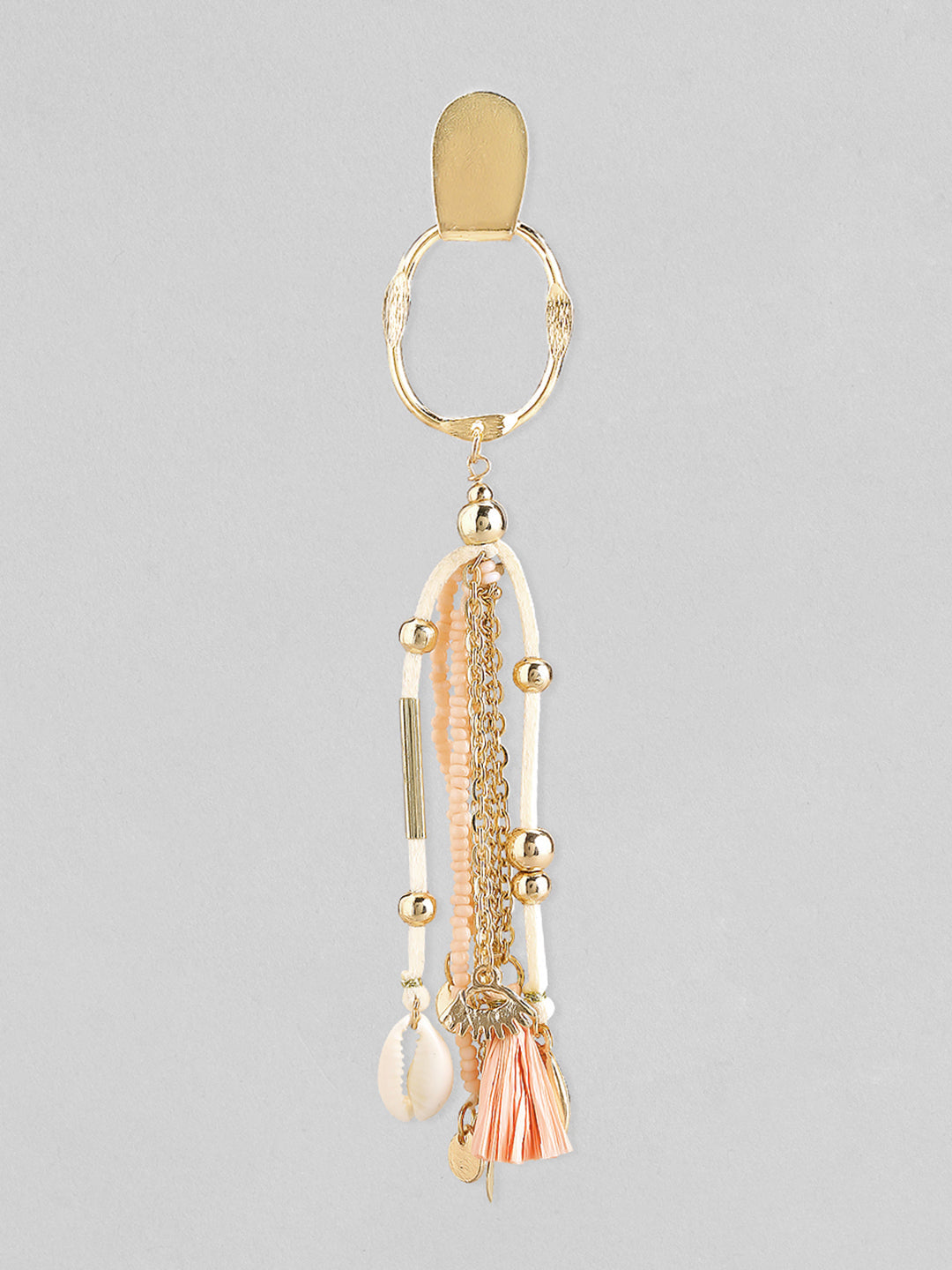 Rubans Voguish Gold Plated Handcrafted Pink Beaded Drop Earrings. Gold