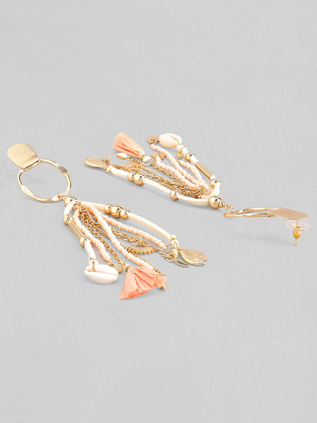 Rubans Voguish Gold Plated Handcrafted Pink Beaded Drop Earrings. Gold