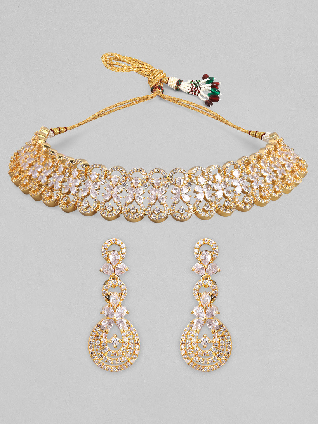 American Diamond Zirconia Choker Set Silver
