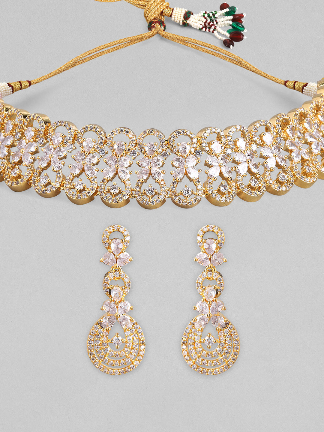 American Diamond Zirconia Choker Set Silver