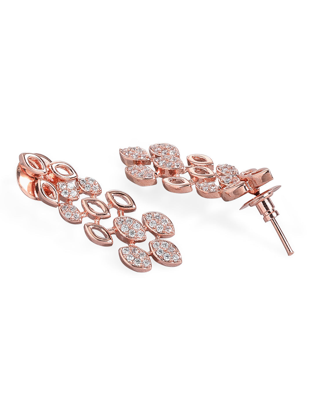 Rubans Rose Gold Plated Zirconia Stone Studded Handcrafted Necklace Set. Rose Gold