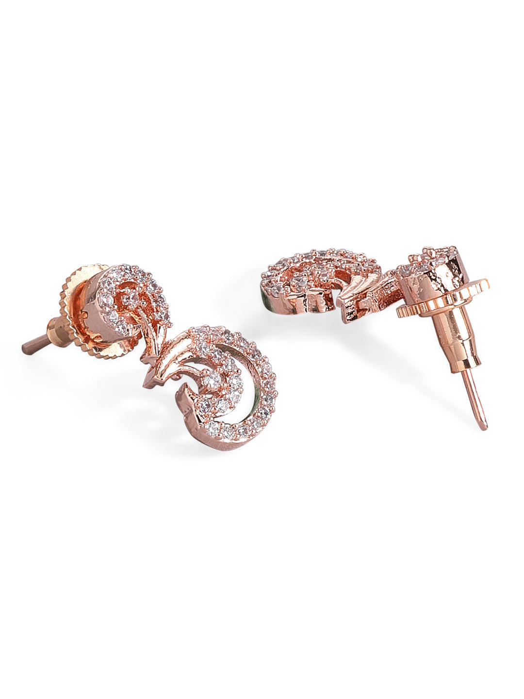 Rubans Rose Gold Plated Zirconia Stone Studded Handcrafted Necklace Set. Rose Gold