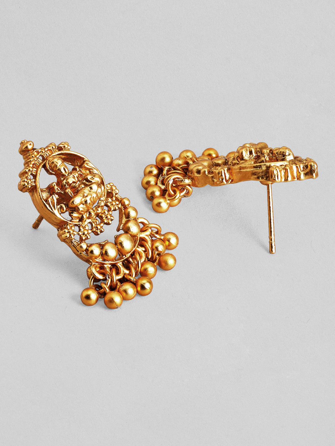 Rubans 22K Gold-Plated Divine Lakshmi Motif Temple Jewellery Set with Gold Bead Accents Gold