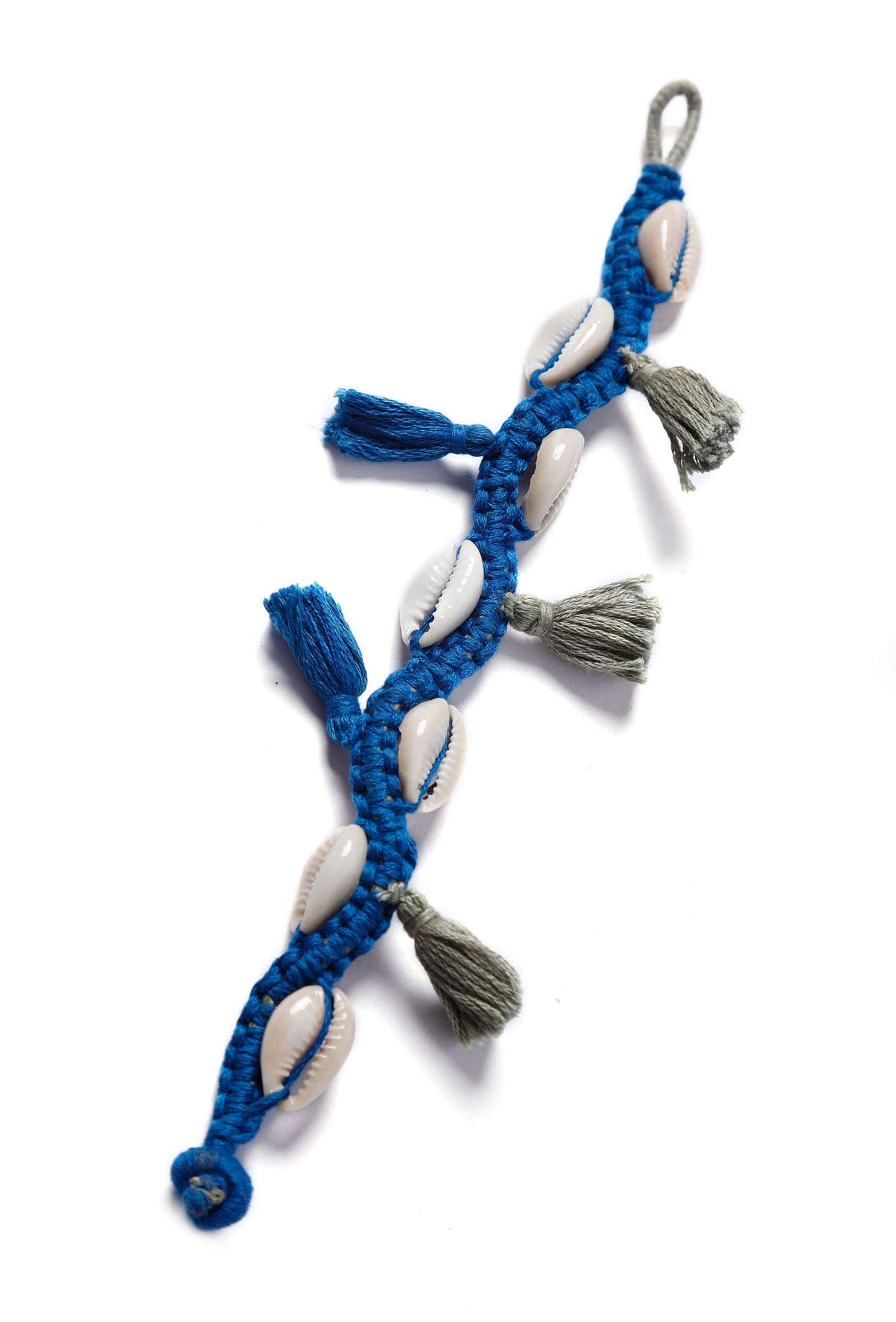 Tasselled Seashells Blue Bracelet