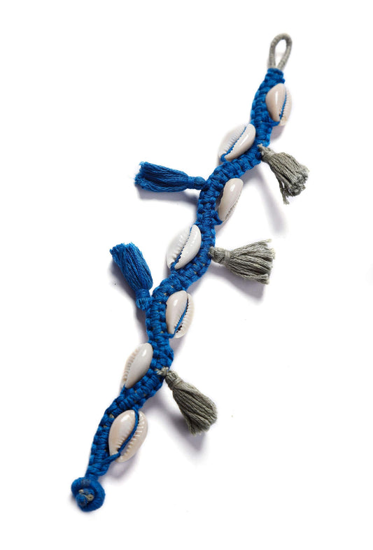 Tasselled Seashells Blue Bracelet
