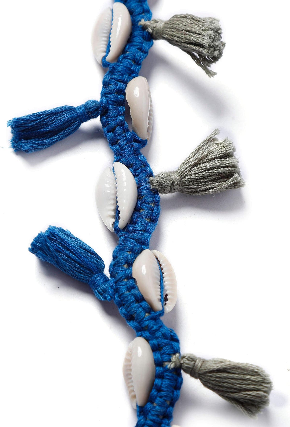 Tasselled Seashells Blue Bracelet