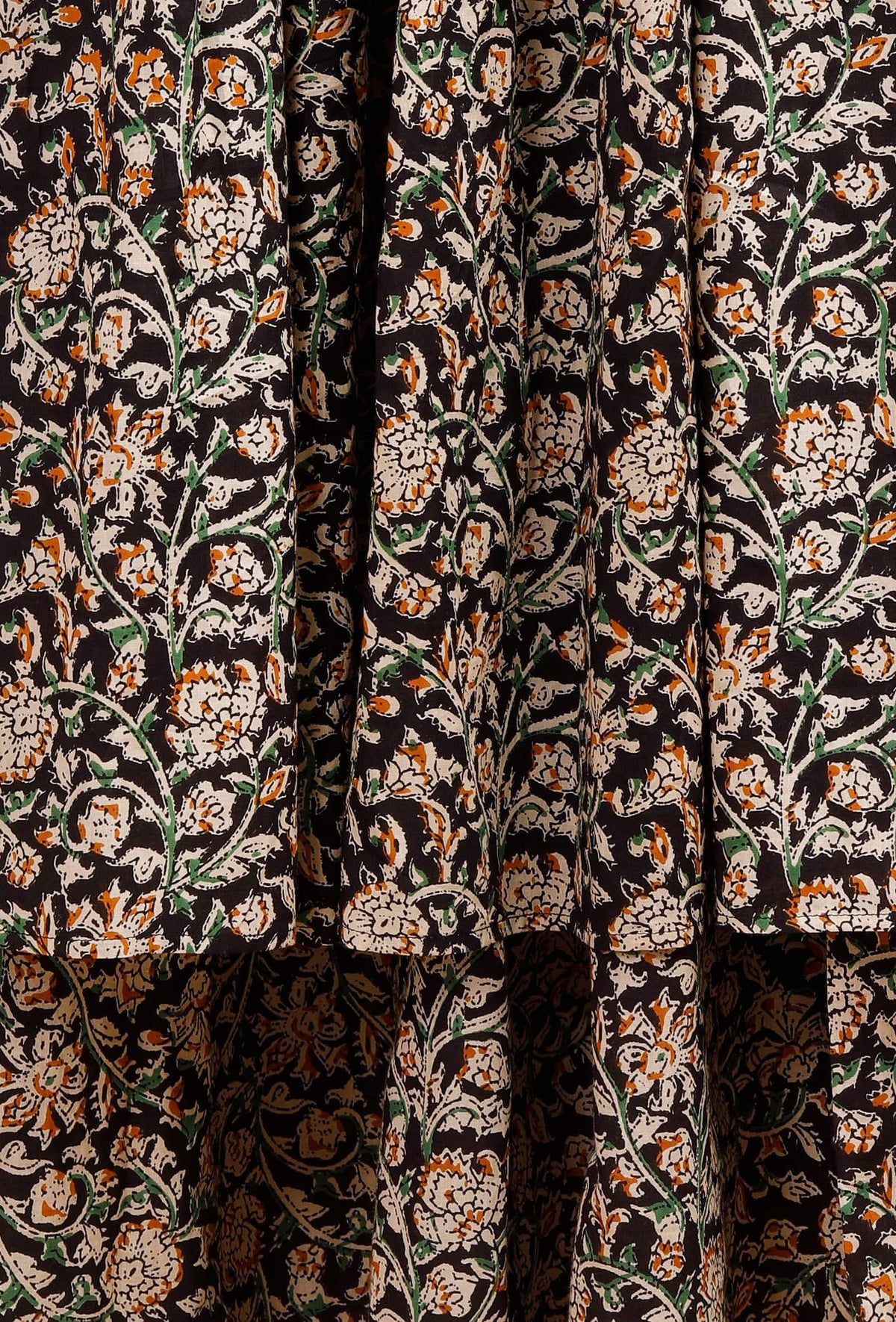Black and Beige Kalamkari Cotton Kurta (Without Palazzo) サイズ S