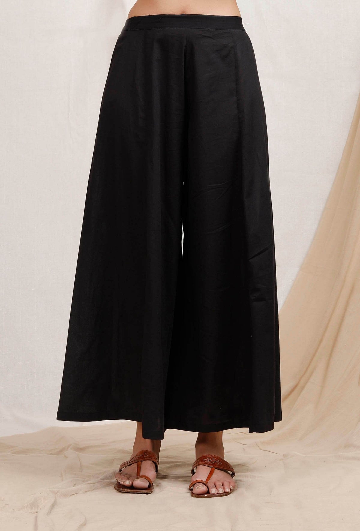 Black Cotton Palazzos サイズ L