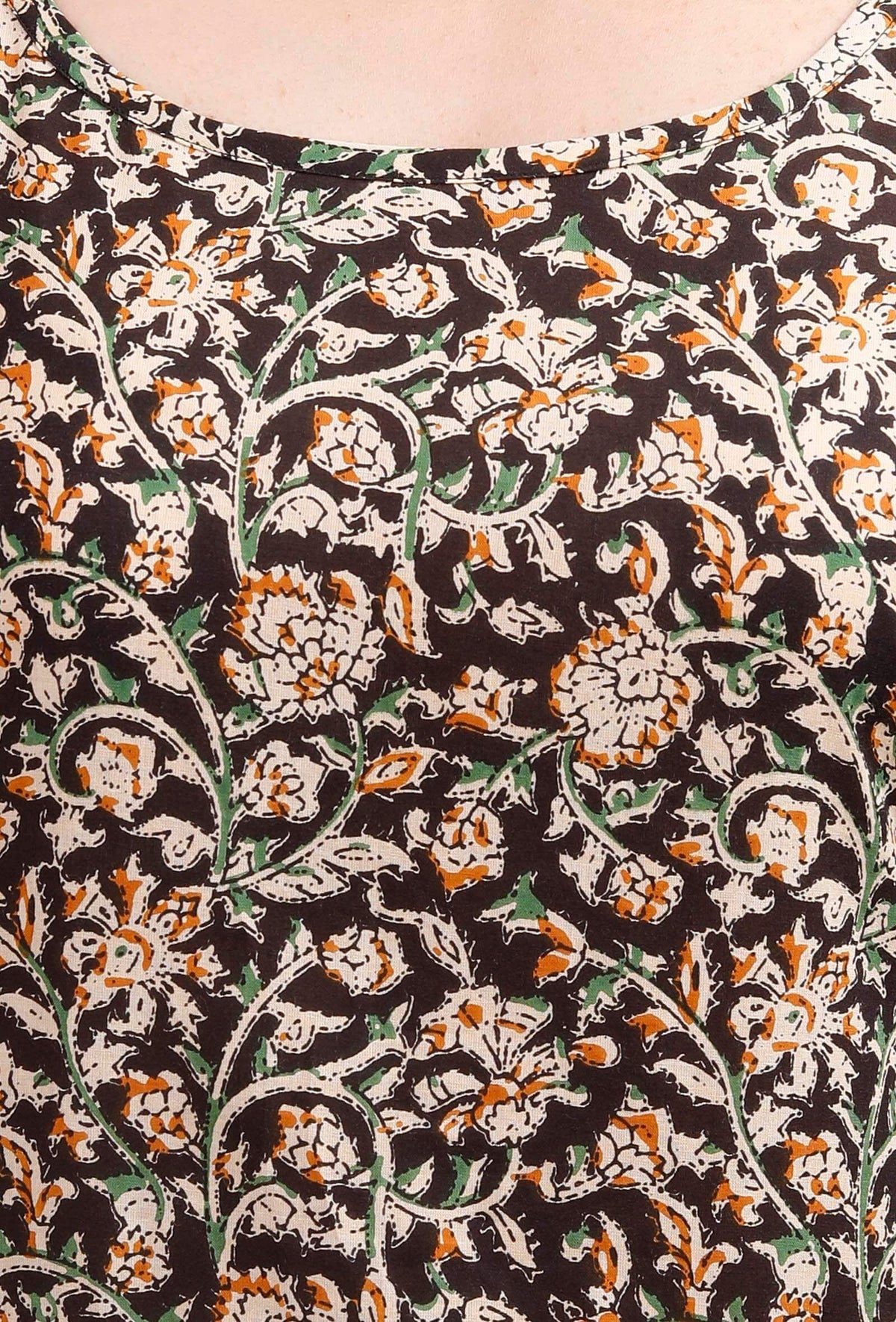 Black Kalamkari Handblock Cotton Slip サイズ XXXL