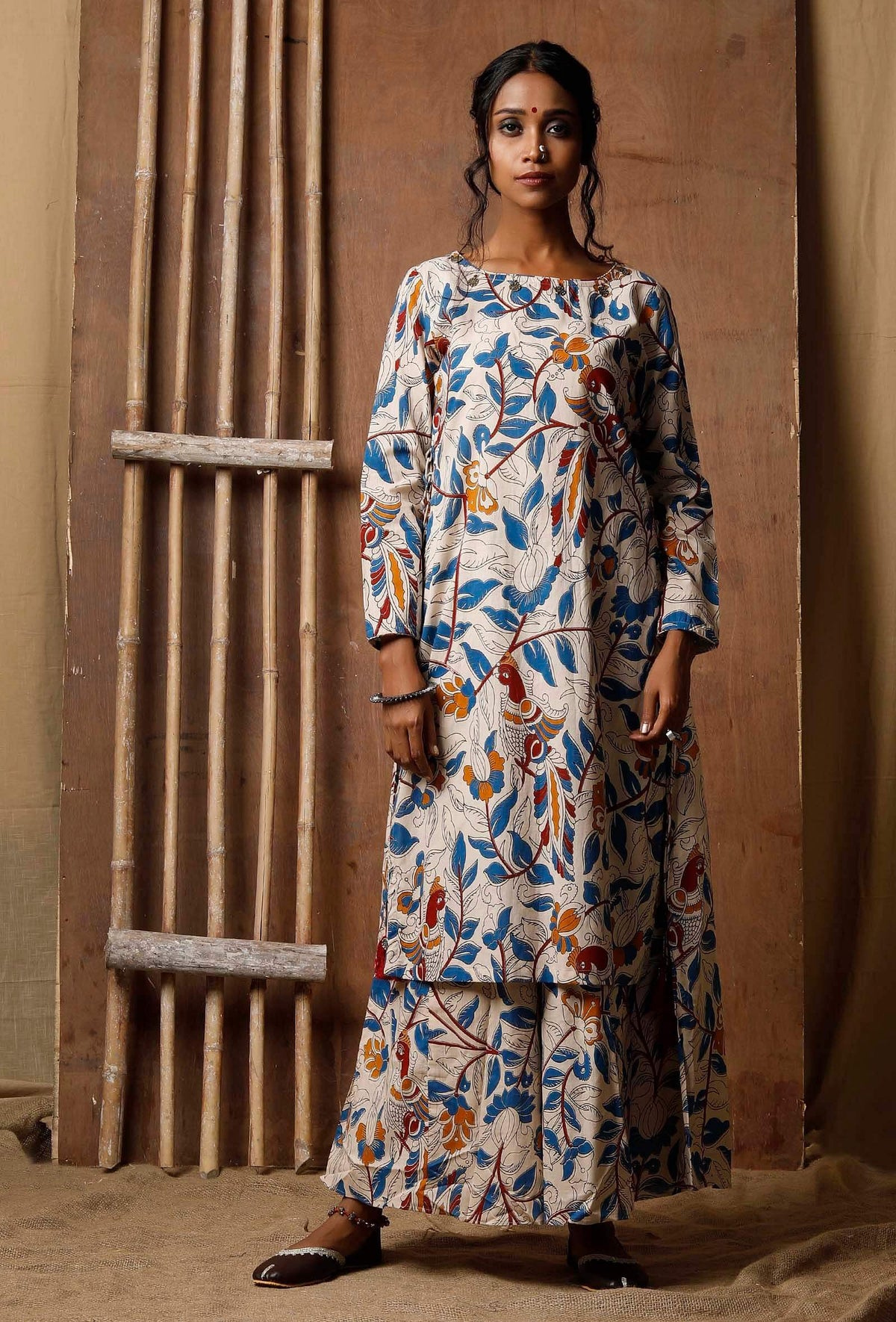 Kalamkari Side Dori Cotton Kurta サイズ M