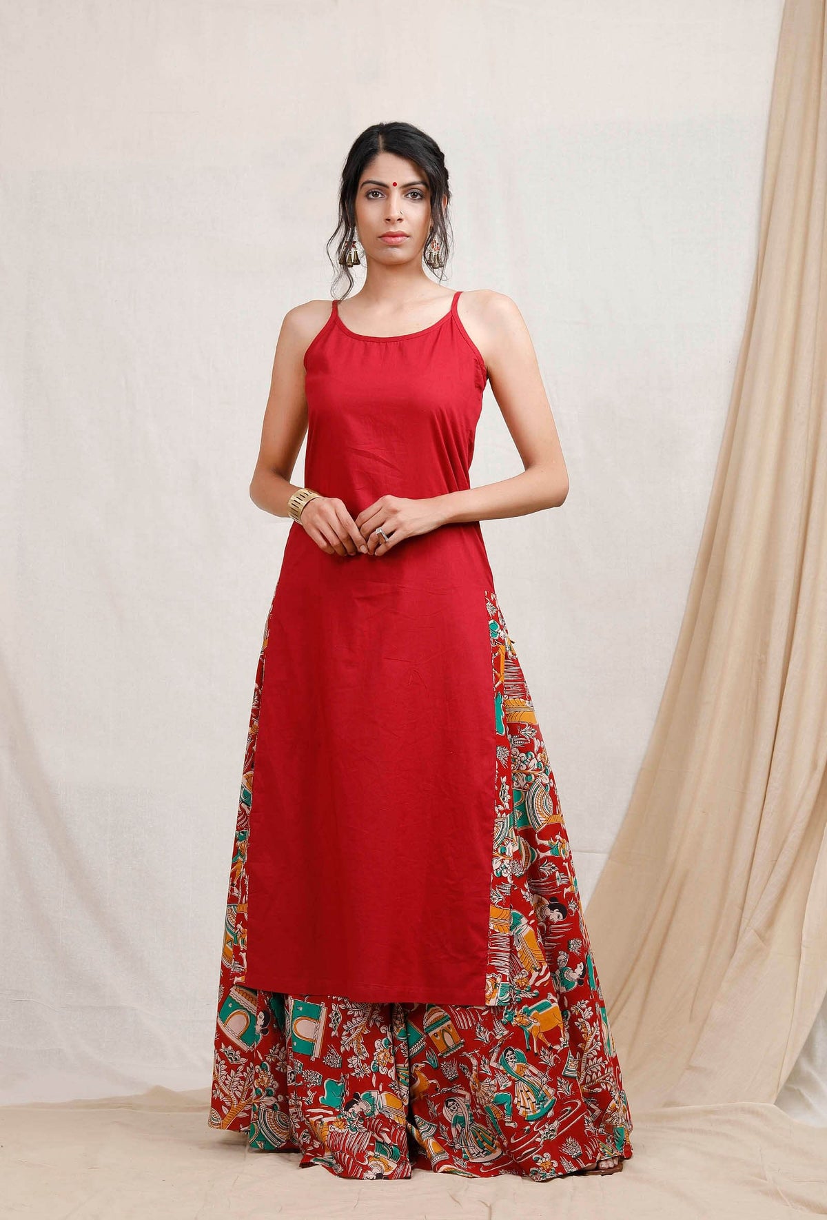 Red Cotton Slip Kurta サイズ XXL