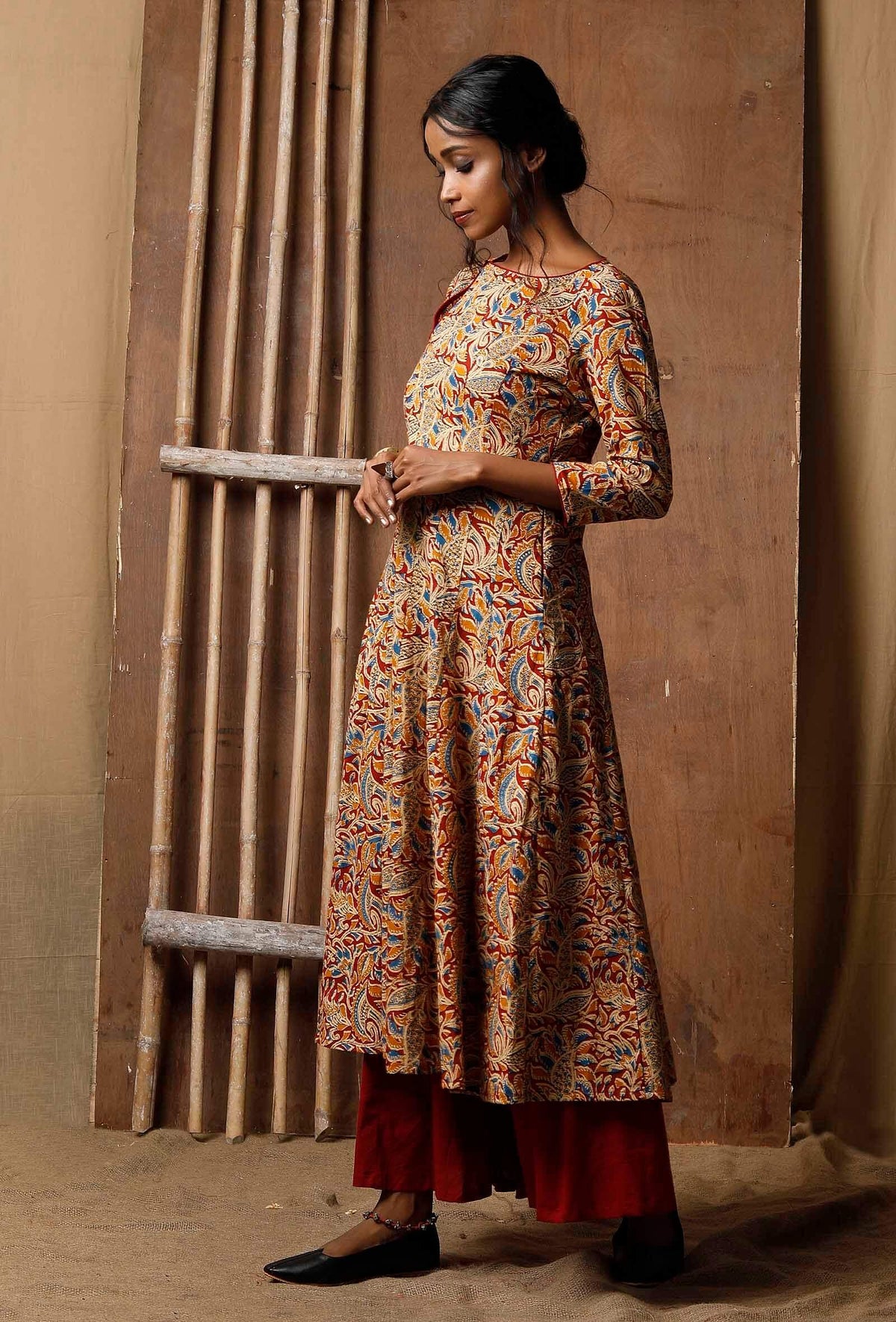 Kalidar Kalamkari Cotton Kurta サイズ XXL