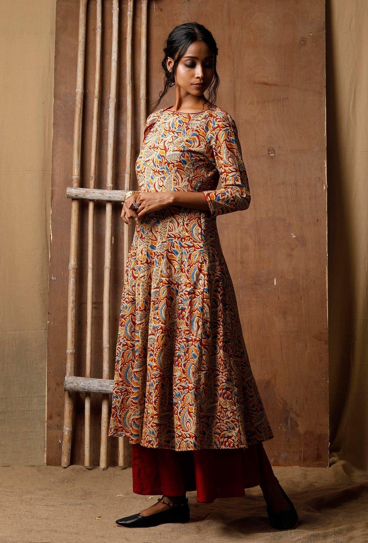 Kalidar Kalamkari Cotton Kurta サイズ S