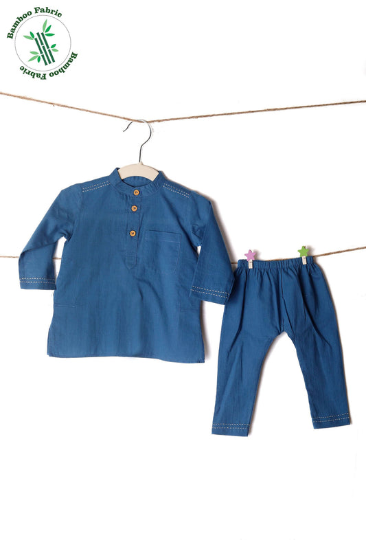 Set of 2: Blue Bamboo Kurta & Pajama サイズ 9〜12か月