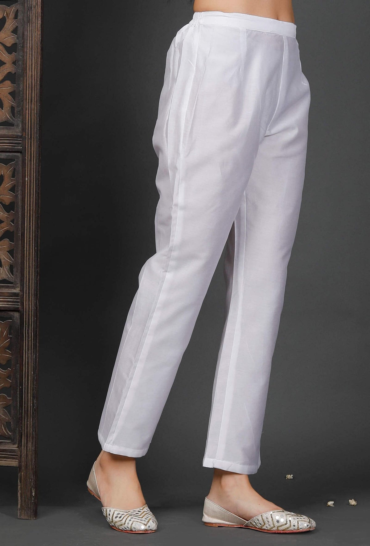 White Chanderi Pants サイズ XL