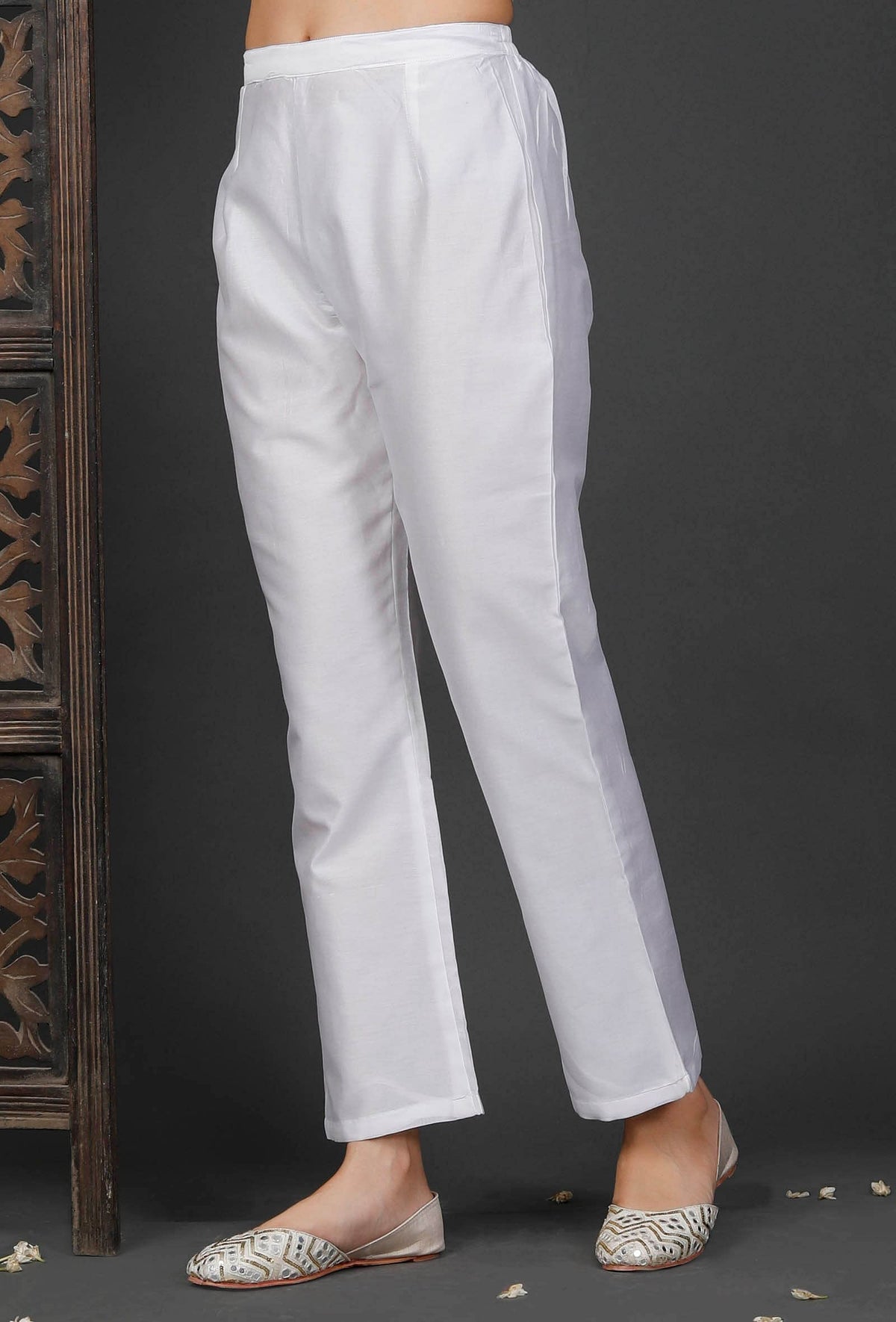 White Chanderi Pants サイズ XL