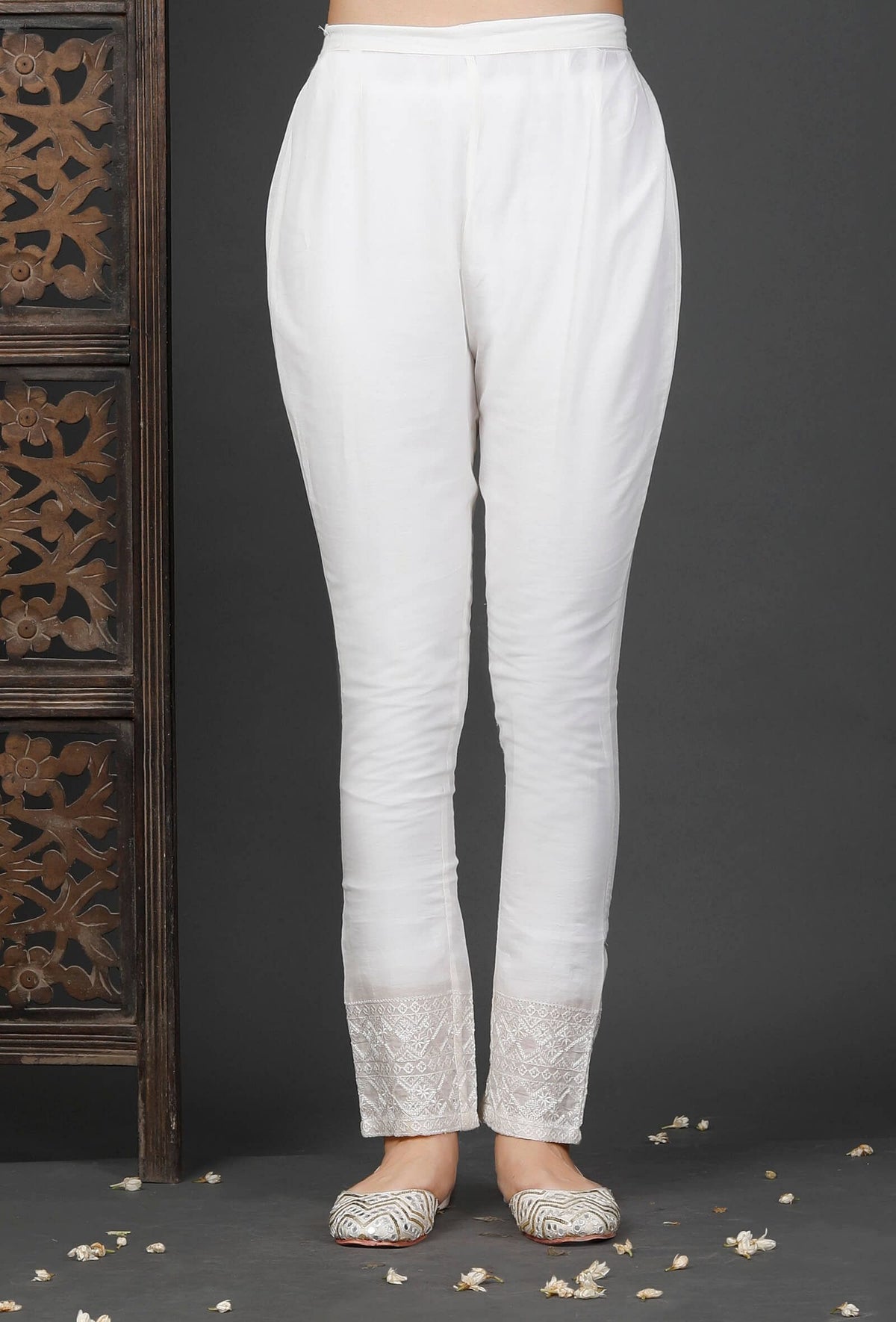 Straight White Cotton Pants サイズ M