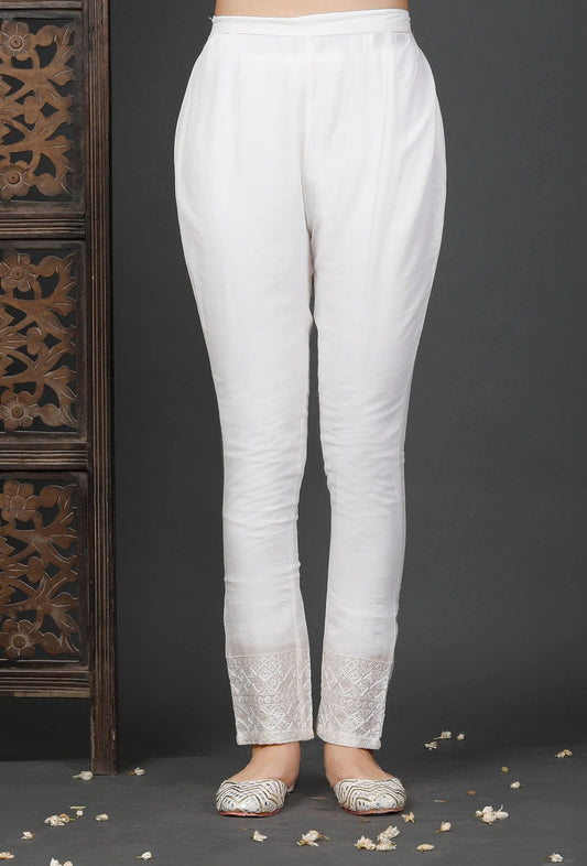 Straight White Cotton Pants サイズ M