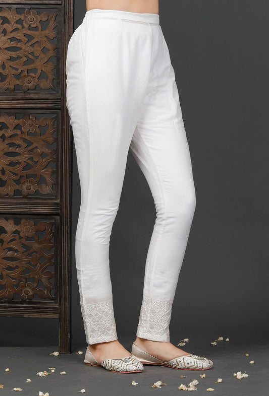 Straight White Cotton Pants サイズ M