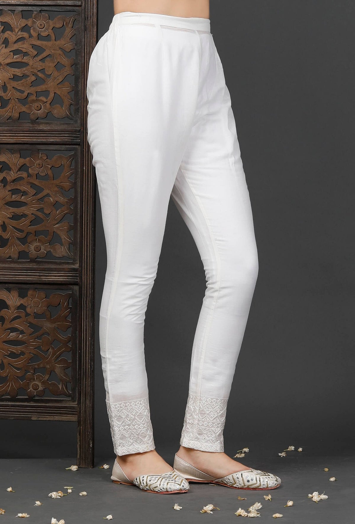 Straight White Cotton Pants サイズ L