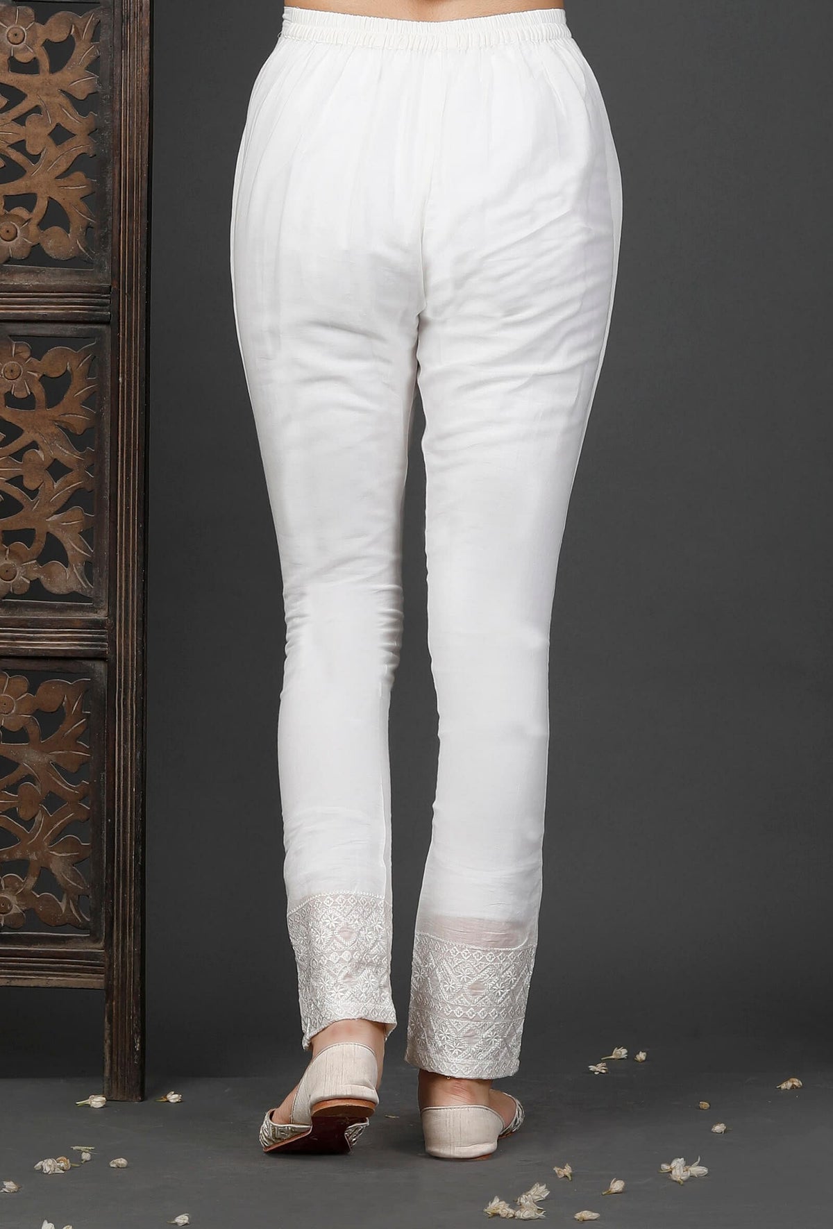 Straight White Cotton Pants サイズ M