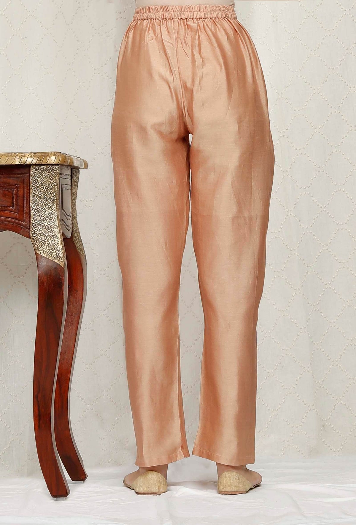 Golden Beige Pure Banarasi Chanderi Pants サイズ XS