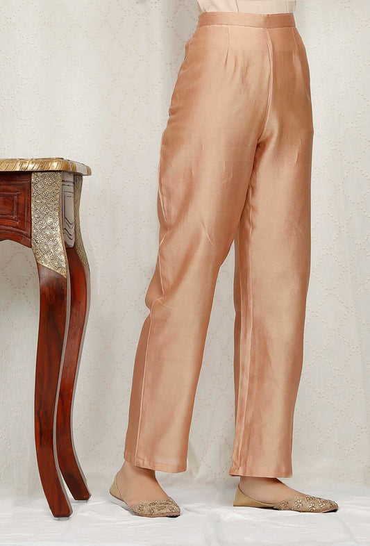 Golden Beige Pure Banarasi Chanderi Pants サイズ XS