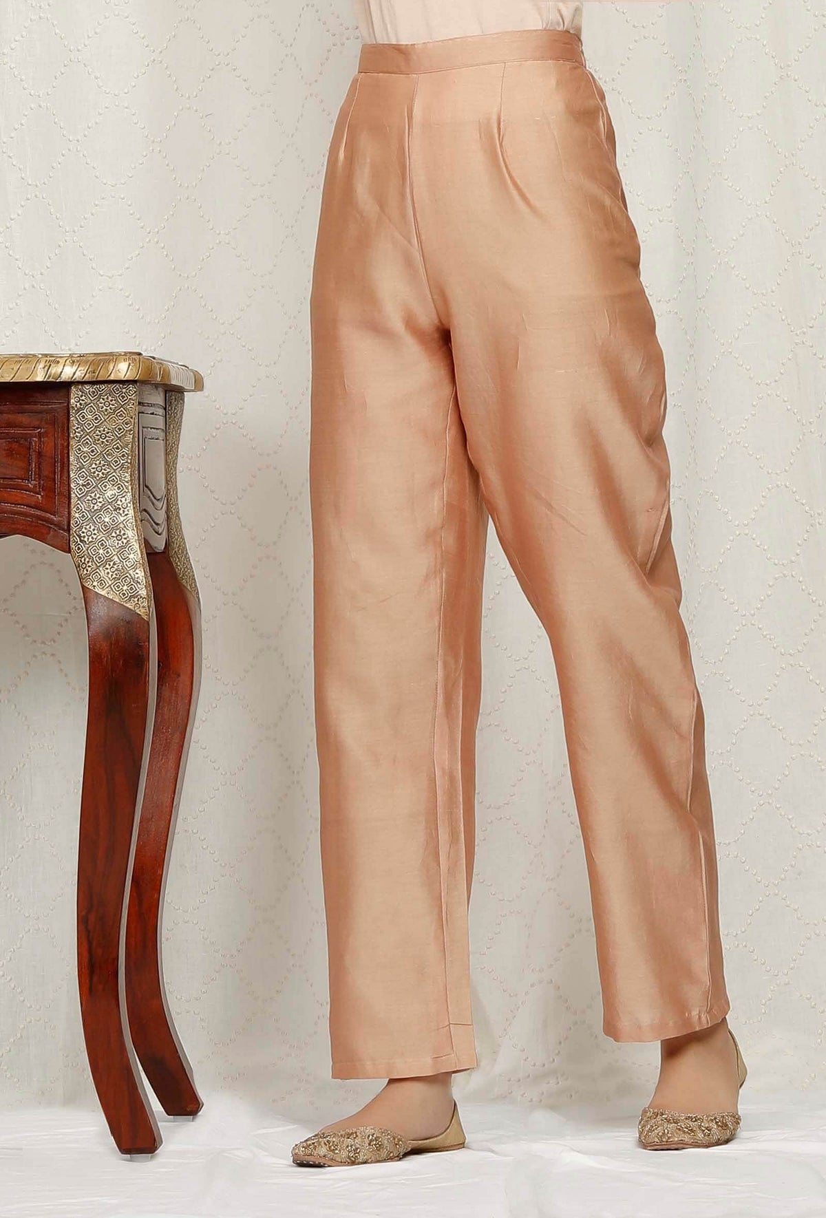 Golden Beige Pure Banarasi Chanderi Pants サイズ XS