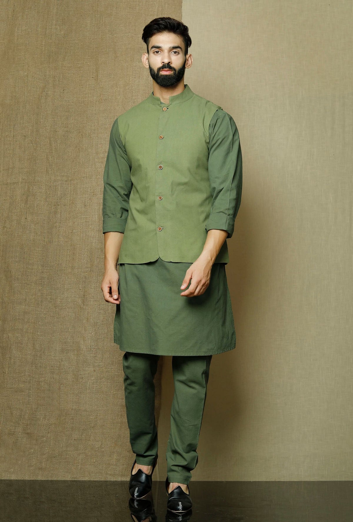 Olive Green Nehru Jacket サイズ 42