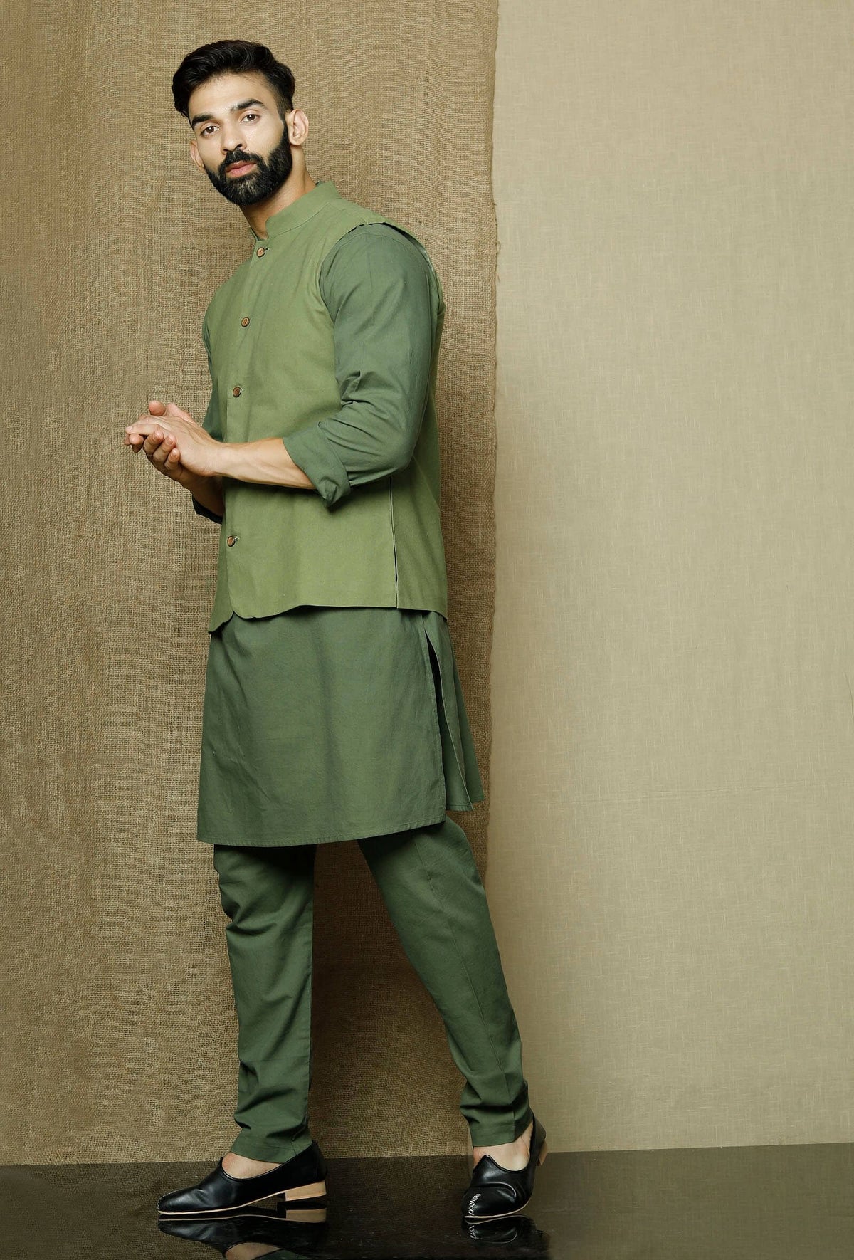Olive Green Nehru Jacket サイズ 40