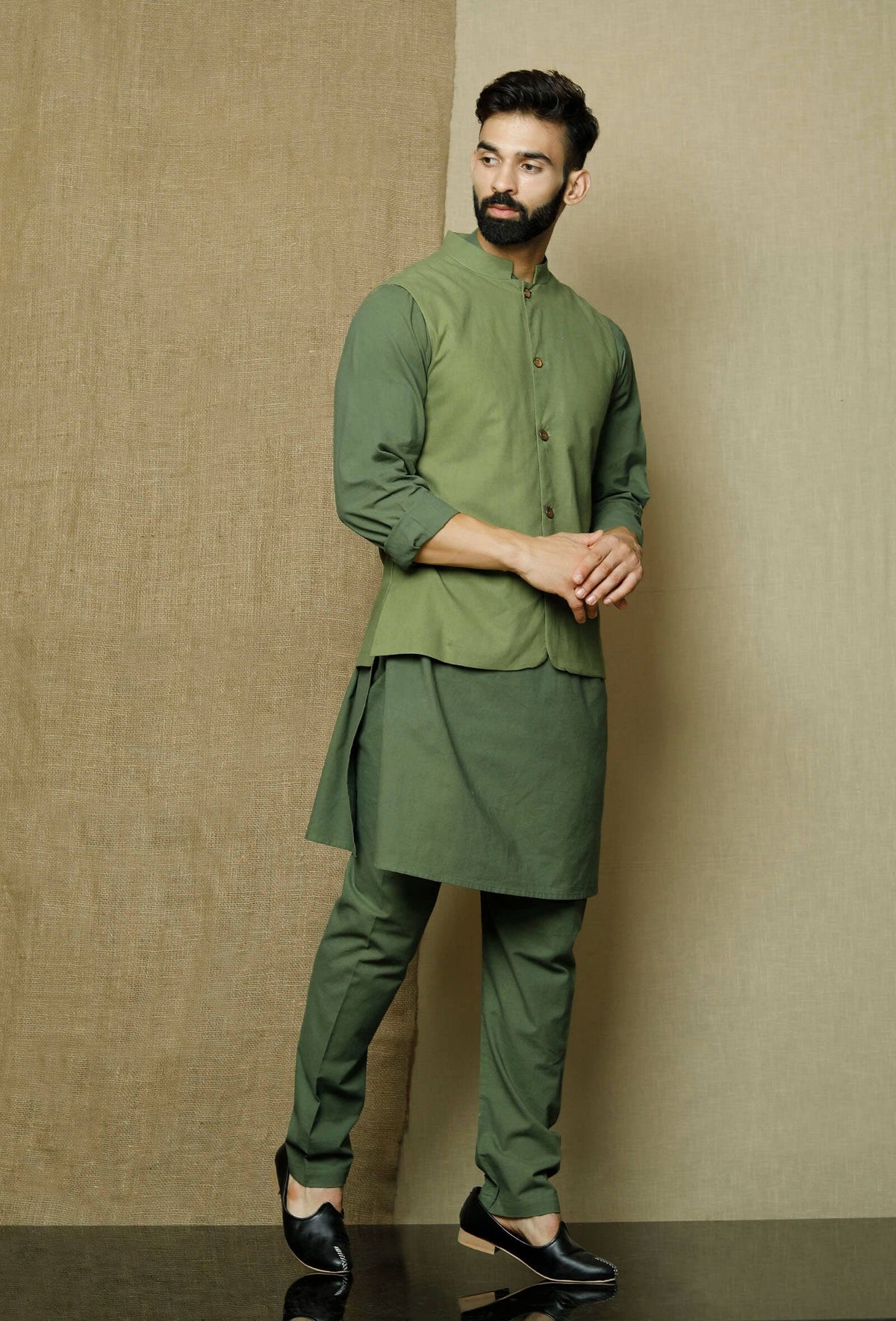 Olive Green Nehru Jacket サイズ 42